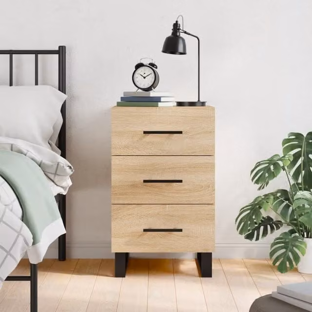 Berkfield Home Bedside Cabinet in Sonoma Oak Brown, W/D/H: 40 x 40 x 66 cm