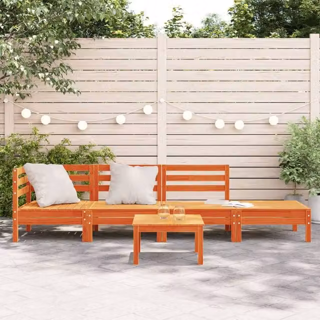 Berkfield Home 4-Seater Garden Sofa in Brown Solid Wood