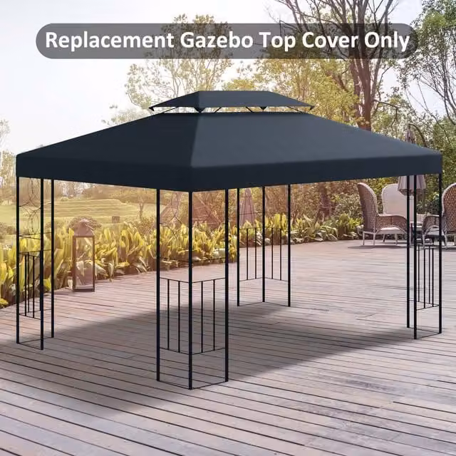 Outsunny Grey Polyester Patio Gazebo Tent Replacement Cover