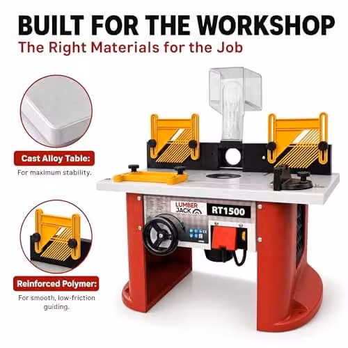 Lumberjack Variable Speed Benchtop Router Table with Integrated 1500W Motor, Red – 4