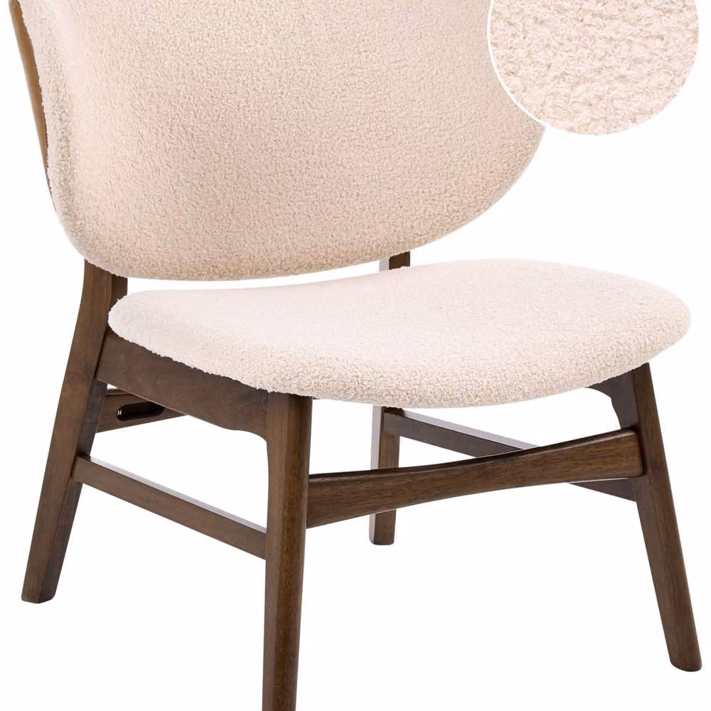 Wyld and Coco Arcadia Two Tone Boucle Armchair in Beige and Brown with Rubberwood Legs W/D/H: 70 x 62 x 69 cm – 2