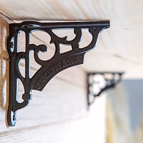 Hammer and Tongs Ornate Matt Black Iron Shelf Bracket, Pack of 6 – 6