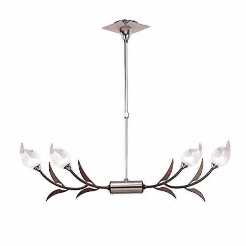 Netlighting Holland Telescopic Linear Pendant Light, 4 x G9, Chrome and Grey Wood
