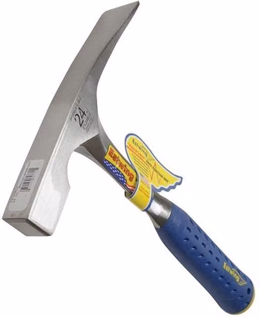 Estwing Forged Steel Brick Hammer with Blue and Silver Plastic Grip