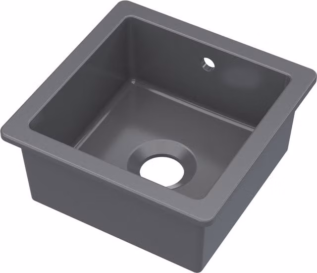 Balterley Ceramic 1 Bowl Undermount Kitchen Sink with Overflow, Dark Grey, W: 45.7 cm