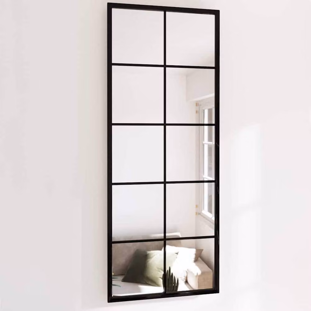 Berkfield Home Rectangular Metal Wall Mirror in Black, W: 100 cm, H: 40 cm