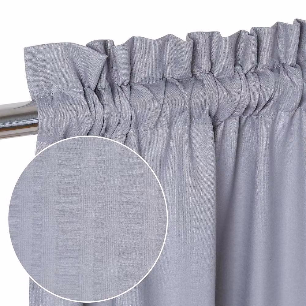 London Boutique Grey Waterproof Embossed Seersucker Texture Curtains, 2 Pack, W/H: 76.2 x 76.2 cm – 2