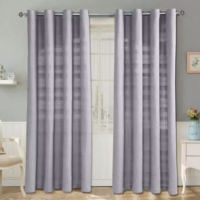 Homescapes Cotton Rajput Ribbed Curtain Pair in Silver Grey, Width: 137 cm