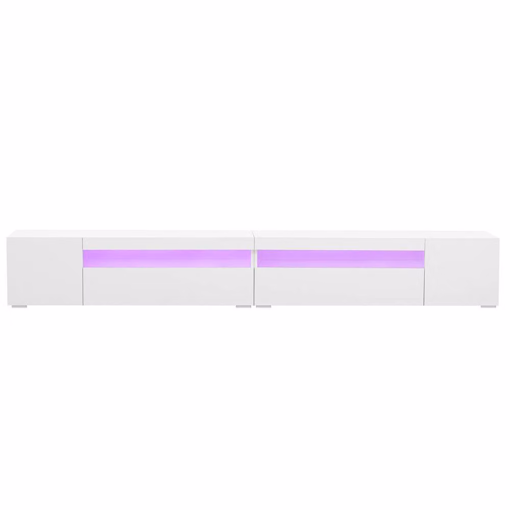 Matteo Modern White Glossy TV Unit with LED Lighting, Bluetooth and USB Port, Width: 240 cm – 2