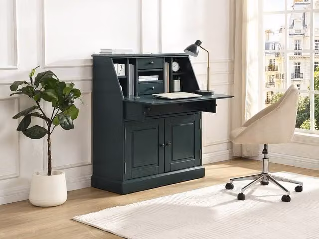 Vente-unique CLEORE Pine and MDF Secretary Desk in Green