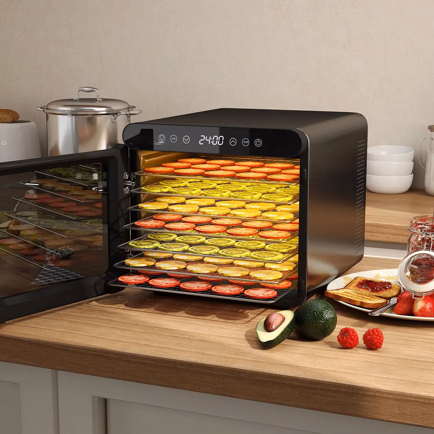 Gymax Food Dehydrator with 7 Stainless Steel Trays and 1-24H Timer in Silver – 4