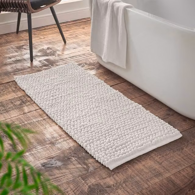 Bianca Aspen Bobble Bath Runner White W/D/H: 50 x 120 x 2.54 cm