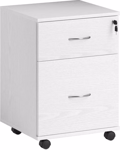 HOMCOM Mobile 2-Drawer Pedestal Office Filing Cabinet in White