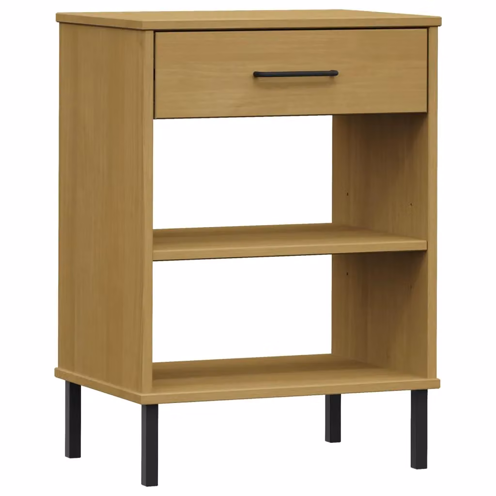Berkfield Home Oslo Industrial Console Cabinet in Brown Solid Pine Wood with Metal Legs – 2