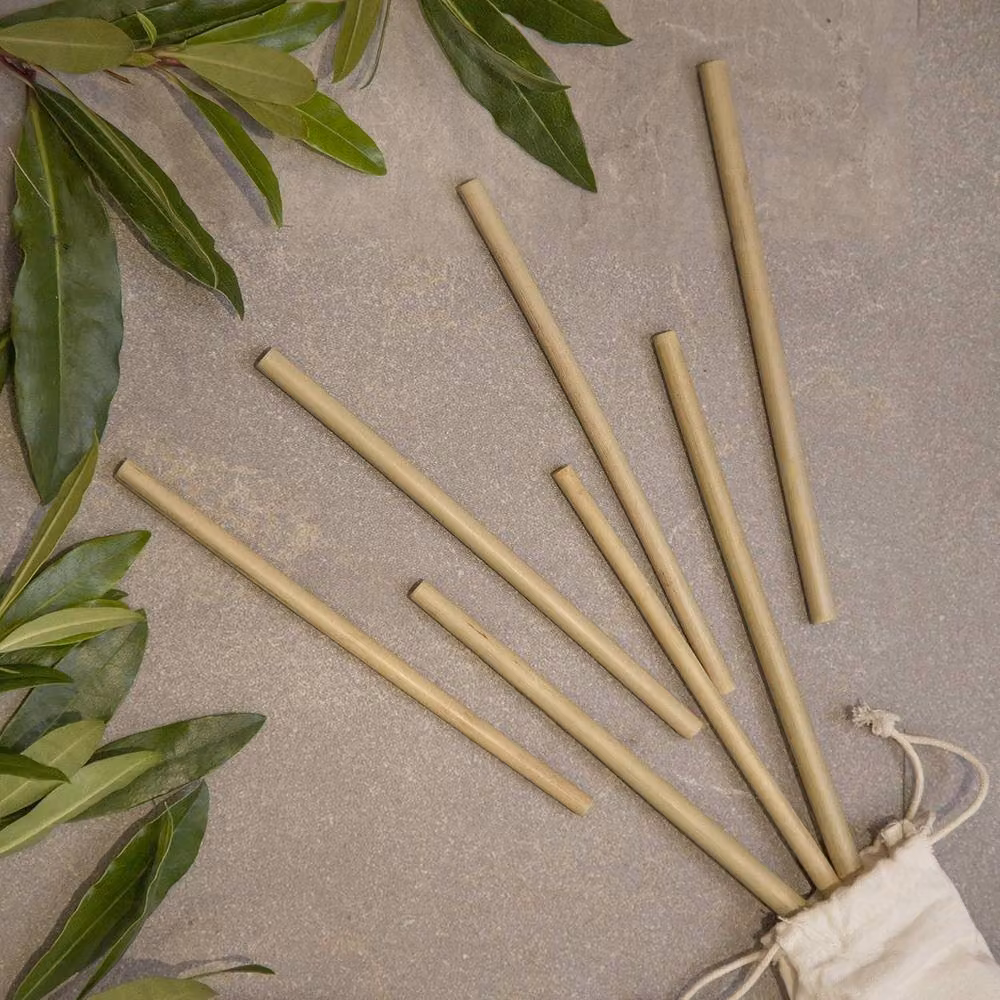 Top 3 Pack of 12 Natural Bamboo Drinking Straws with Cleaning Brush and Bag in Brown, Sand and Beige – 2