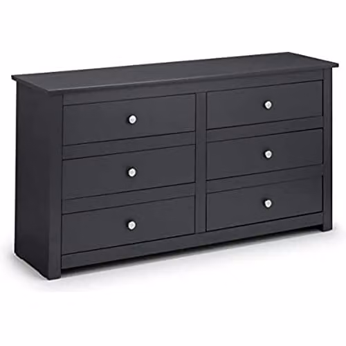 Julian Bowen Radley 6 Drawer Chest in Anthracite and Silver, W/D/H: 120 x 40 x 80 cm