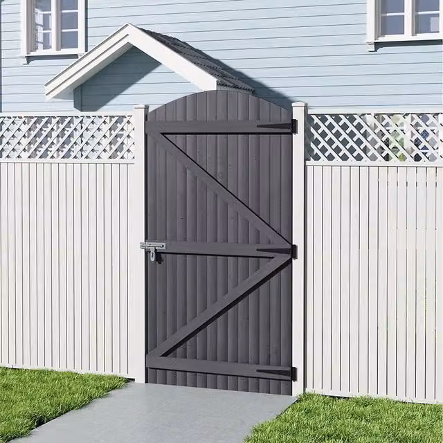 Lifeideas Grey Wooden Arch Garden Gate, W: 90 cm, H: 180 cm