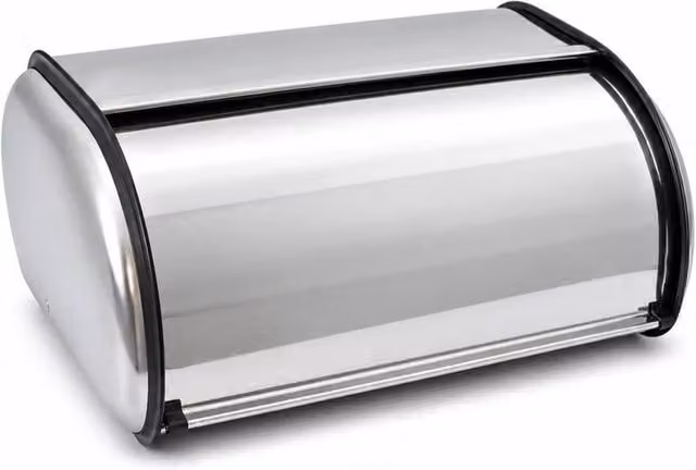 FORGEVIO Stainless Steel Roll Top Bread Bin in Silver