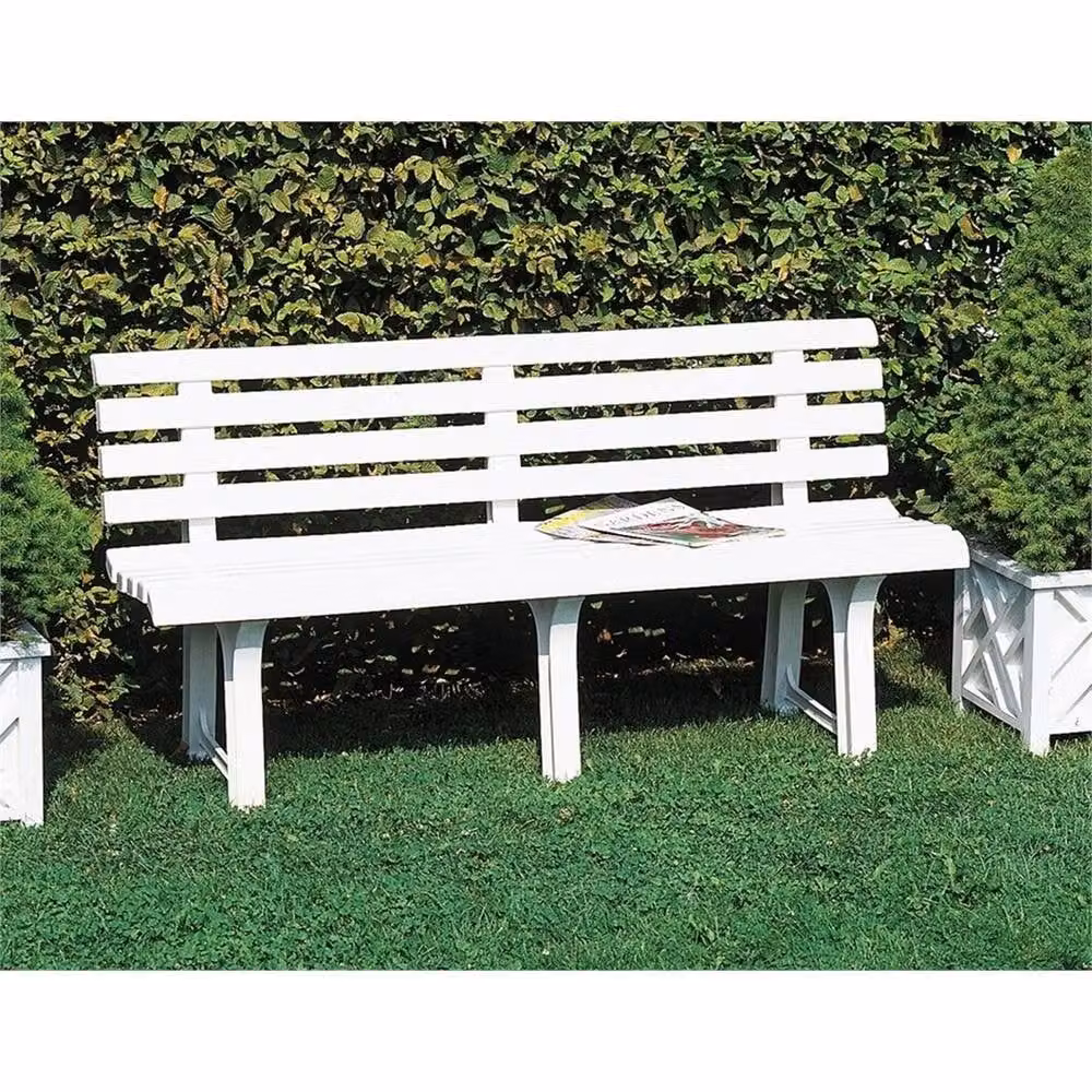 VOGREX White Plastic Garden Bench for 3 Adults, Width: 145 cm – 3