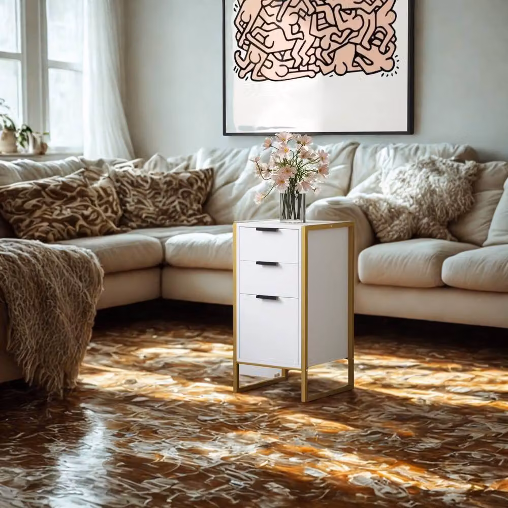 Pirlo Plush Industrial 3 Drawer Chest of Drawers Storage Unit in White – 4