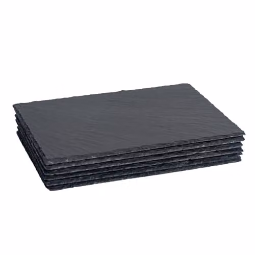 Argon Tableware Rectangular Black Slate Placemats, Pack of 6, W: 30 cm, D: 20 cm – 1