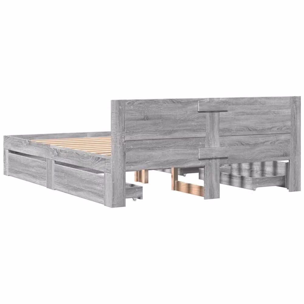 Berkfield Home Durable Bed Frame with Headboard and Drawers in Grey Sonoma, W/D/H: 160 x 200 x 69 cm – 2