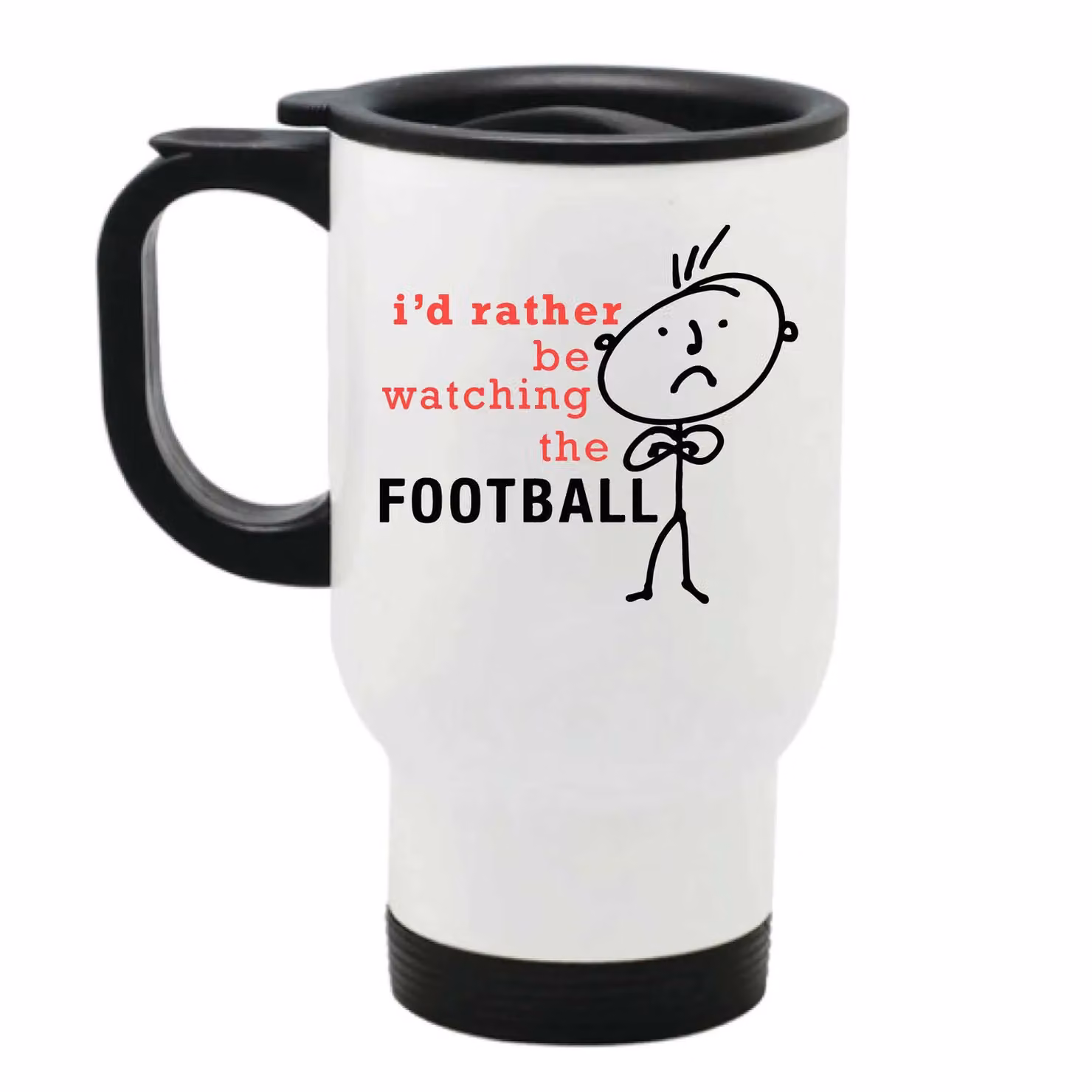 60 Second Makeover Mens I'd Rather Be Watching The Football Stainless Steel Travel Mug in White – 2