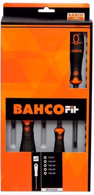 Bahco B219.025 BAHCOFIT Torx Screwdriver Set, 5 Piece, Orange