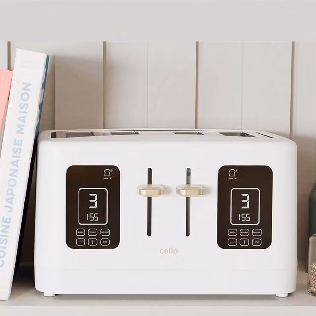 Cello Overture Range 4 Slice Toaster with Digital Display and Timer, White