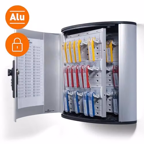 Durable Key Safe Box 36 Silver Aluminium Wall Mounted Key Holder Cabinet with Combination Lock and 6 Key Clip Tags – 3
