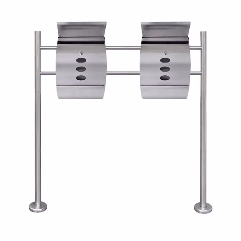 Berkfield Home Double Mailbox on Stand in Silver Stainless Steel