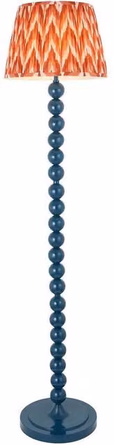 Netlighting Higgledy Floor Lamp with Blue Gloss Sphere and Orange Fabric Zigzag Shade, E27 – 1