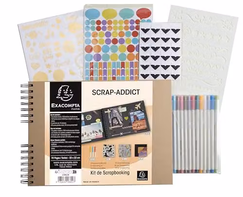 Exacompta SCRAP addict scrapbooking photo album with 70 black pages and 12 metallic ink markers – 1