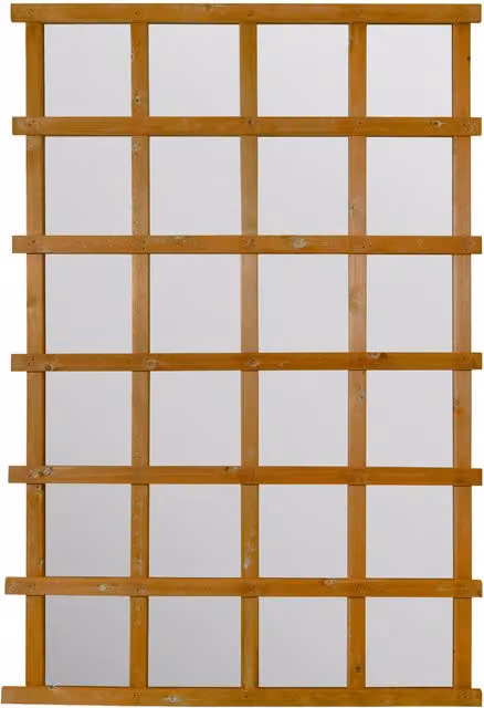 MirrorOutlet The Trellis Garden Wall Mirror, Orange, Rectangular Geometric Wood and Glass Design, Height: 119.5 cm