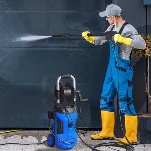 Outsunny 1800W Power Washer with 150 Bar Pressure, 6m Hose and Hose Reel, Blue – 2