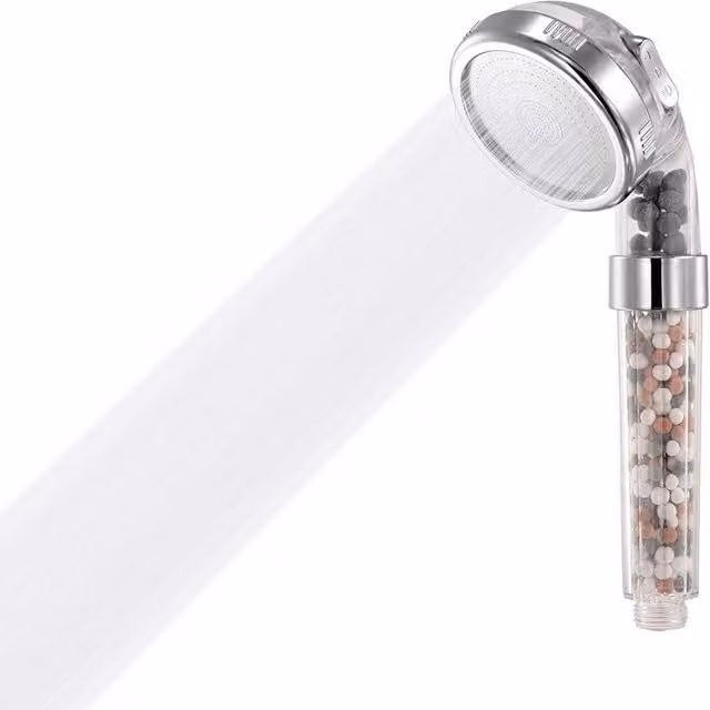 VOGREX High Pressure Overhead Shower Head with 3 Spray Modes and Water Filter in Silver