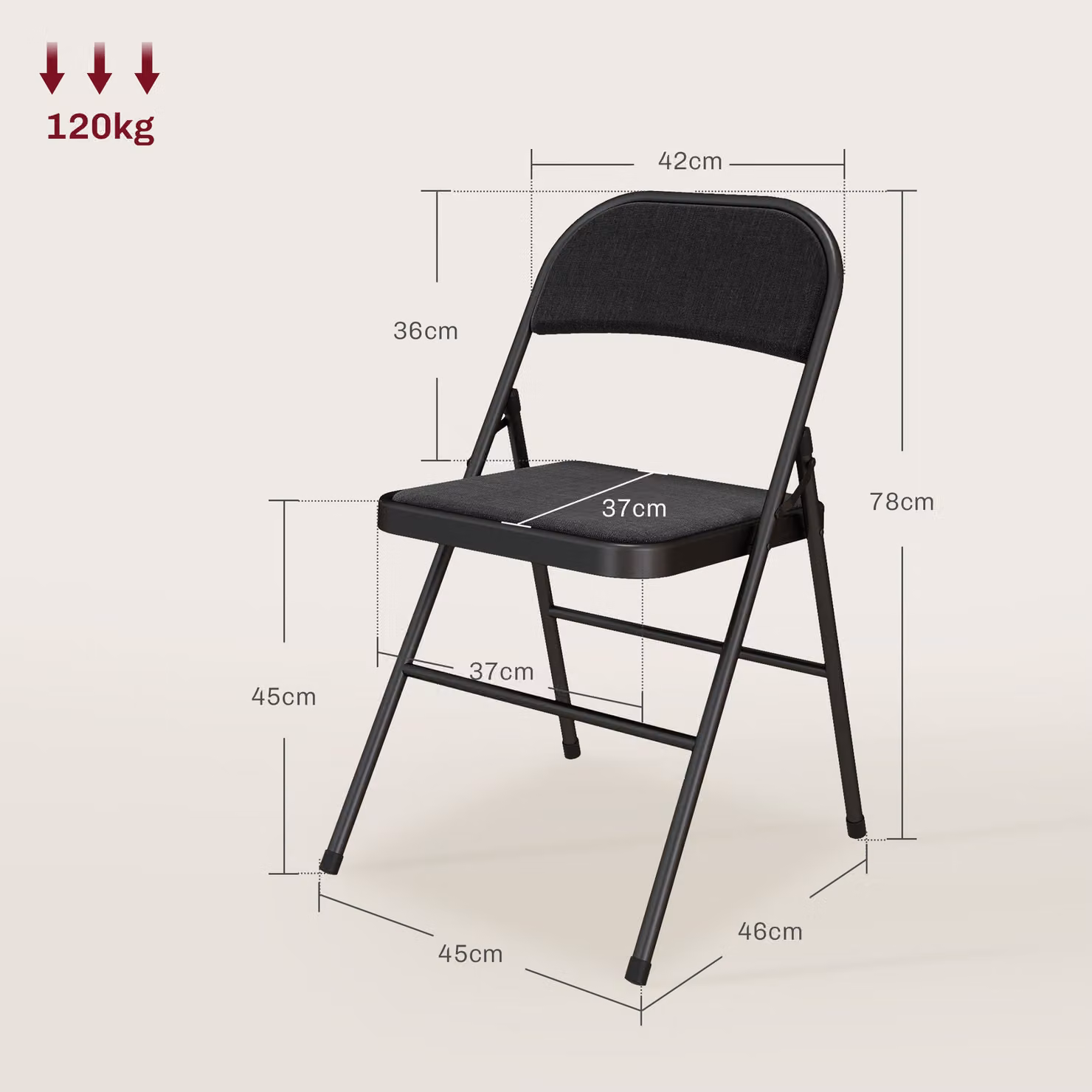 HOMCOM Set of Four Modern Black Cushioned Steel Folding Chairs – 3