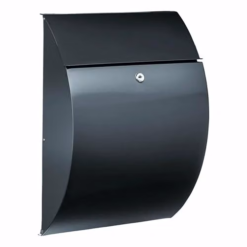Burg-Wächter Riviera 835 Letterbox, Anthracite, Wall Mounted Galvanised Steel Mailbox – 1