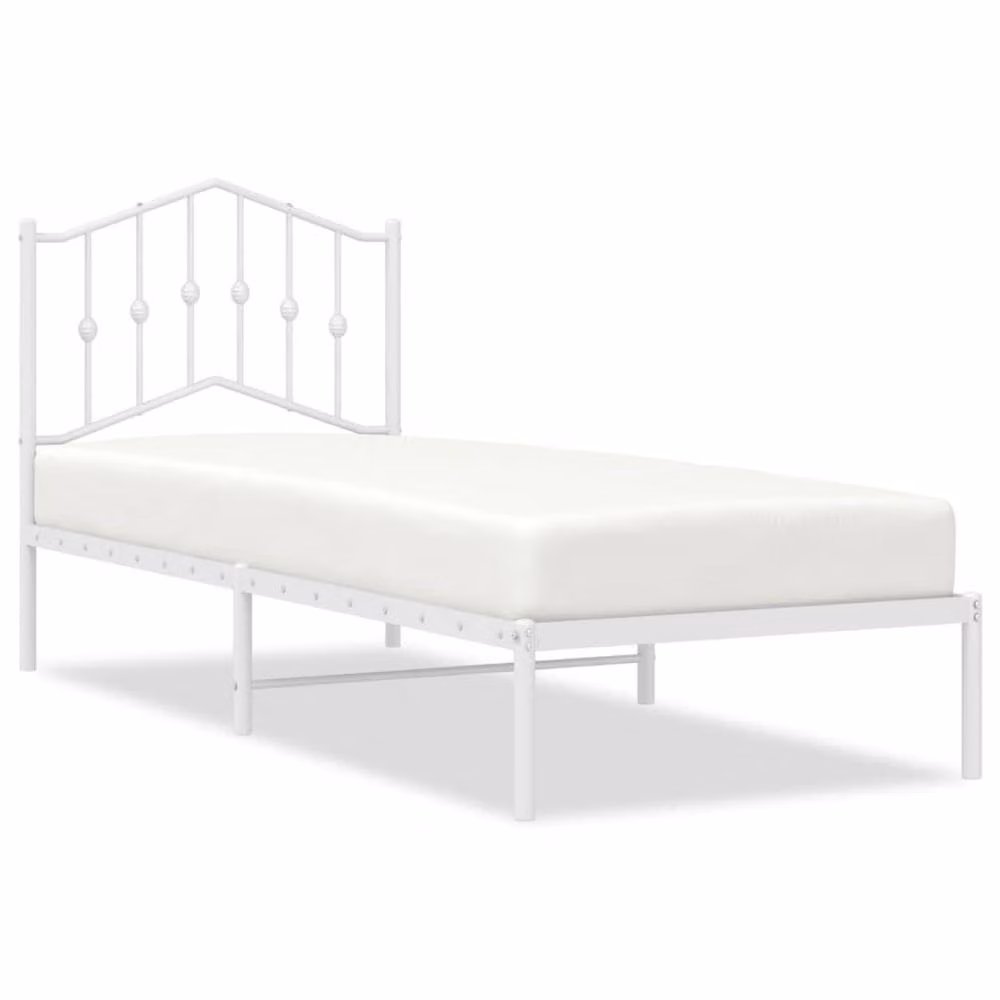 Berkfield Home Metal Bed Frame with Headboard, White, W: 80 cm, L: 200 cm – 2