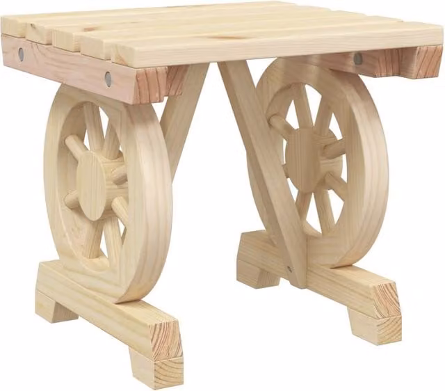 Berkfield Home Beautiful Garden Footstools, Set of 2, Solid Fir Wood, Tan/Beige, W/D/H: 38.5 x 36.5 x 36.5 cm – 1