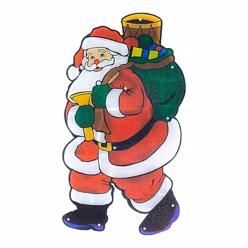 The Christmas Workshop 70370 LED Santa Claus Metallic Silhouette Window Light in White and Multicolour, W 52 cm x H 29 cm