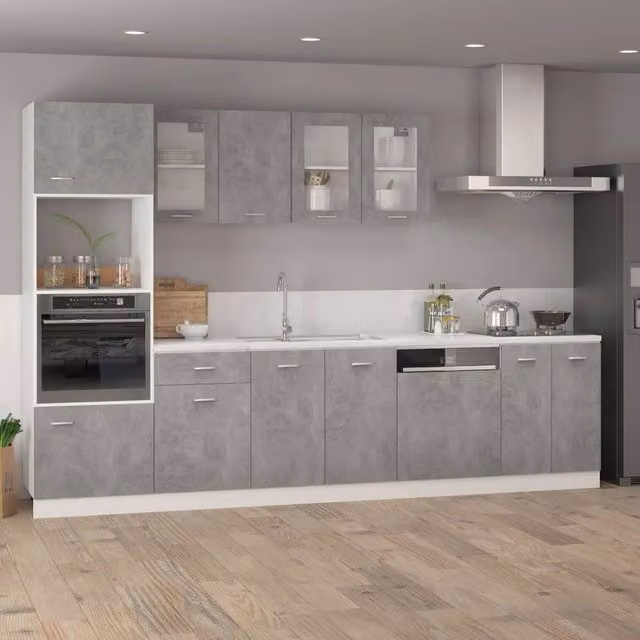 Berkfield Home Wall Mounted Hanging Cabinet in Concrete Grey, W/D/H: 39.5 x 31 x 60 cm