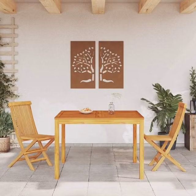 Berkfield Home Beautiful Modern Acacia Wood Garden Dining Table in Brown, W/D/H: 110 x 110 x 75 cm – 1