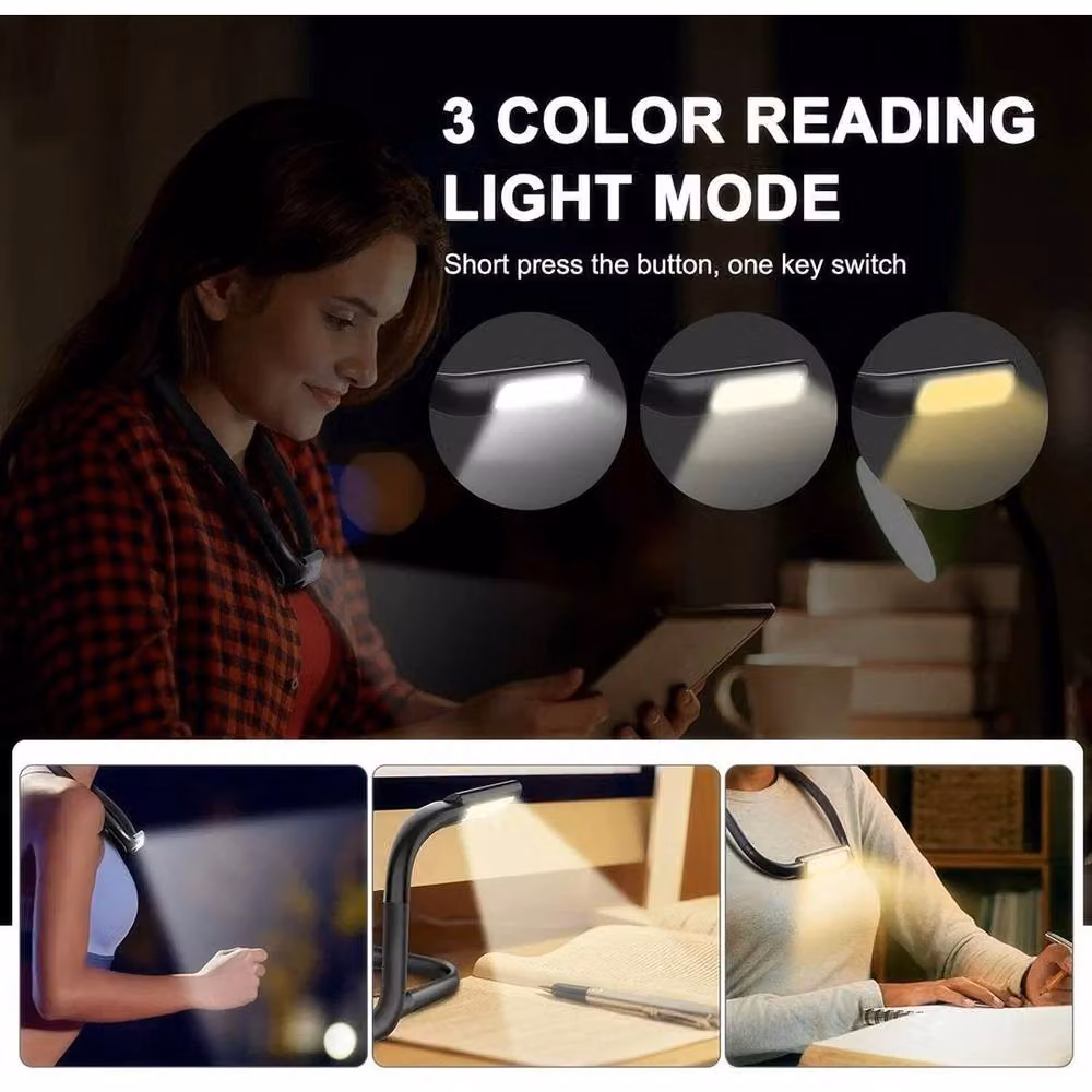 PAWNORA Dimmable LED Neck Reading Light with USB Charging and Touch Control in Black – 4