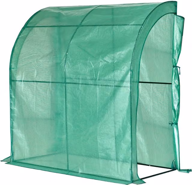 My Garden Lean-On Wall-Mounted Walk-In Pent Greenhouse in Green