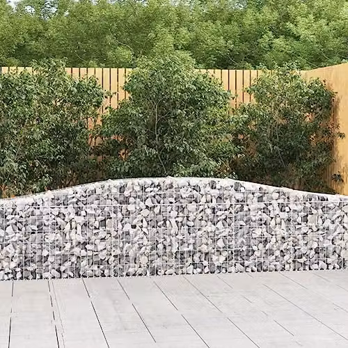 vidaXL Arched Gabion Baskets, 5 Piece Set, Silver Galvanised Steel, W/D/H: 400 x 30 x 60/80 cm – 2