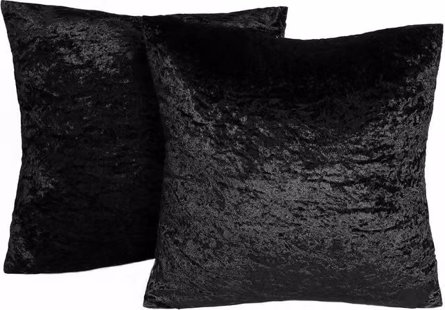 Sienna Home Collection Luxury Black Velvet Square Cushion Covers (Set of 2)