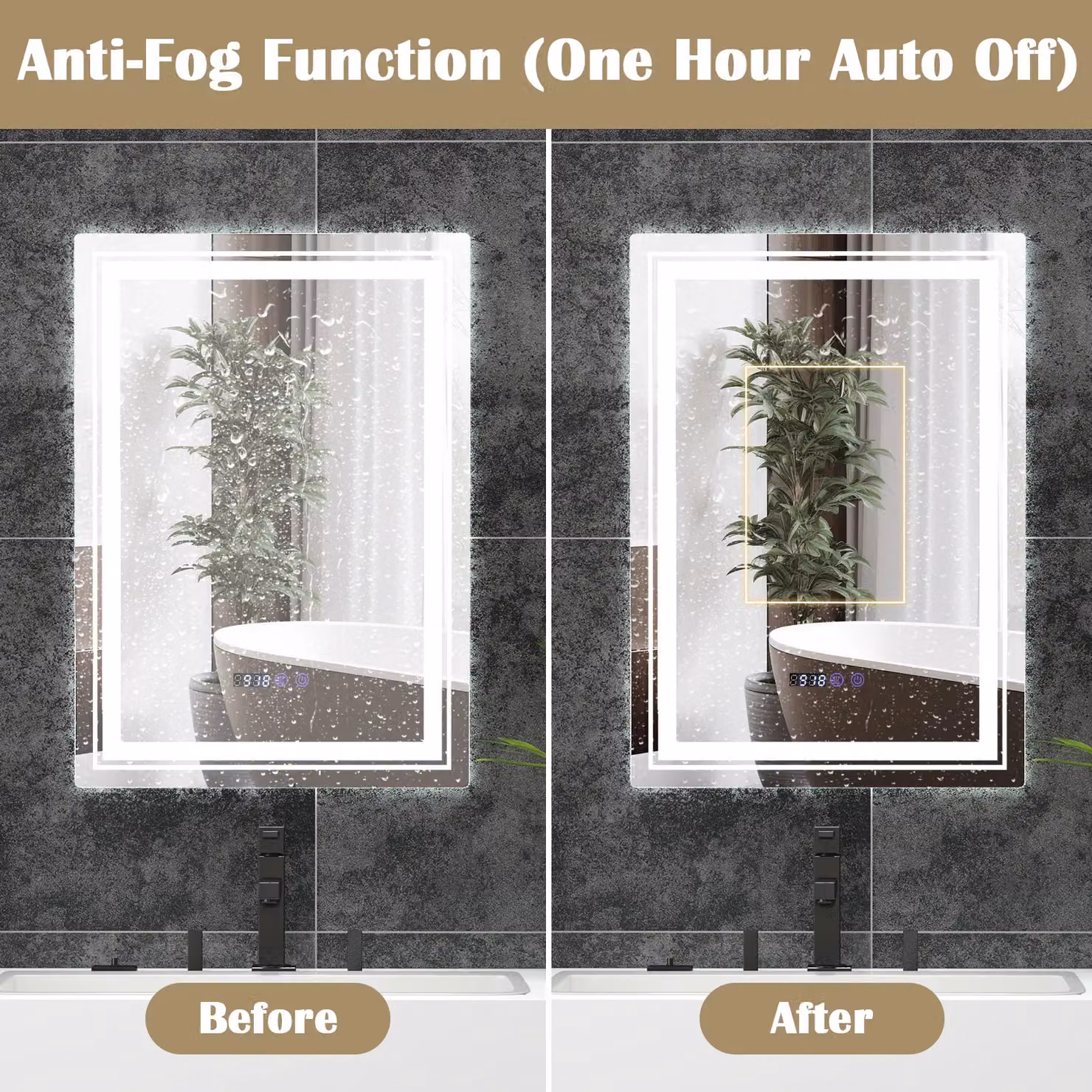 Costway Dimmable LED Bathroom Vanity Wall Mirror in Silver with Anti-Fog and 3 Colour Settings (3000-6500K) – 3
