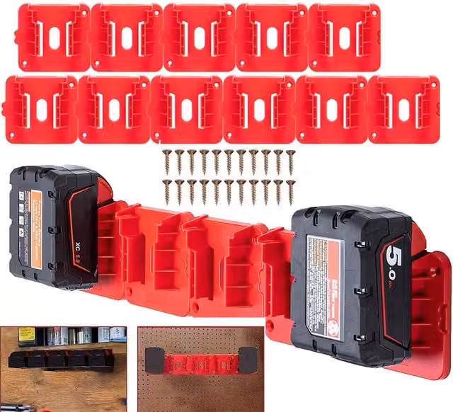 SPETLEK Red Wall Mounted 11x Battery Holder Storage Organiser – 1