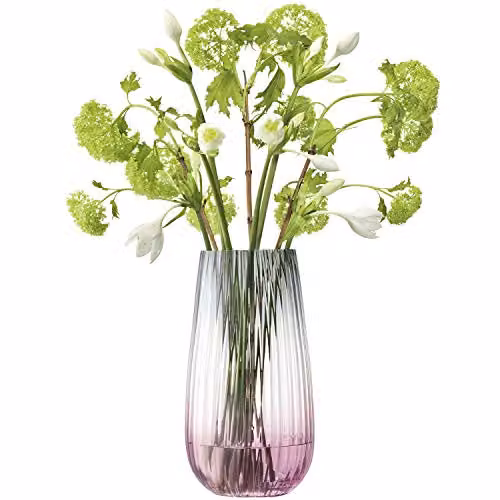 LSA International Dusk Handblown Glass Vase in Pink and Grey, Height: 28 cm